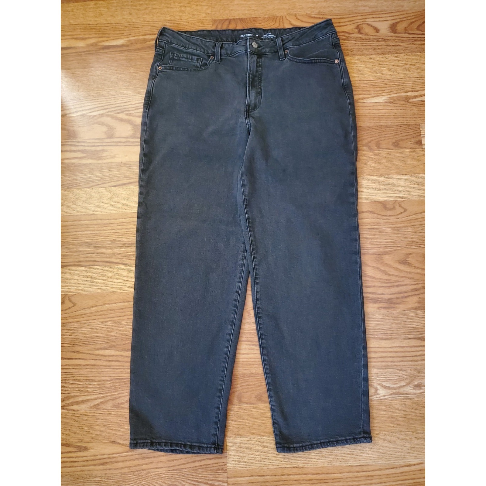 Old Navy Light Black Jeans Sz 16 High-Rise O.G. Loose Baggy Wide Mom Y2k Casual